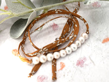 Load image into Gallery viewer, BREATHE Liberty Pearls - 10 Beautiful Pearls on a Feature Iconic Liberty Braid worn THREE ways, Bracelet, Necklace or Anklet - Great for summer or gifting