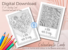 Load image into Gallery viewer, 5&quot;x7&quot; Digital Colouring In Cards for Mindfulness, Anxiety and Stress Relief, Colour in your own cards, PDF download and print at home easily
