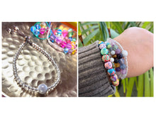 Load image into Gallery viewer, Stacking Bracelet with Central Magic, Illusion bead, hugged by beautiful silver lined glass beads, Great gift for her