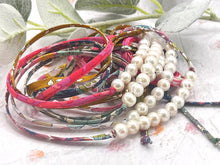 Load image into Gallery viewer, Liberty Braid or cord with 10 gorgeous fresh water pearls for counting your breaths. A 10 Breaths Bracelet, a Breathe Bracelet, discreet, iconic and very summery!