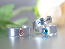 Load image into Gallery viewer, NEW!!!! Birthstone, Coloured Zirconia, Aluminium Rings by BREATHE