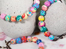 Load image into Gallery viewer, Bright Floral Polymer Bracelet, Happy Bracelet, 10 Breaths Anxiety Calming Bracelet