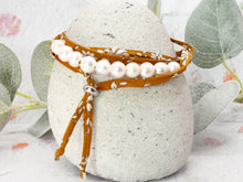 Load image into Gallery viewer, BREATHE Liberty Pearls - 10 Beautiful Pearls on a Feature Iconic Liberty Braid worn THREE ways, Bracelet, Necklace or Anklet - Great for summer or gifting