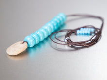 Load image into Gallery viewer, Beach Stone and Turquoise 10 Breaths Necklace