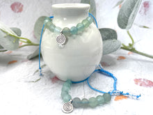 Load image into Gallery viewer, Watery Blue Green Fluorite Mental Wellbeing and Anxiety Calming Breathe Bracelet, inspired by beautfiul beachy days and ocean calming waters