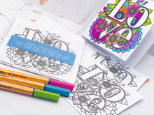 Load image into Gallery viewer, Mother's Day Care Gift, Floral Bead, Bag or Key Charm Gift pack with Heart Charm, with Colouring in card, bath fizzes and other curated goodies