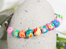Load image into Gallery viewer, Bright Floral Polymer Bracelet, Happy Bracelet, 10 Breaths Anxiety Calming Bracelet