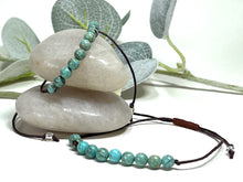 Load image into Gallery viewer, African Turquoise Semi Precious Stone, Breathe Bracelet, 10 Breaths Bracelet, Bracelet Gift for Her, Anxiety Busting Bracelet, Meditation Bracelet