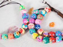 Load image into Gallery viewer, Bright Floral Polymer Bracelet, Happy Bracelet, 10 Breaths Anxiety Calming Bracelet