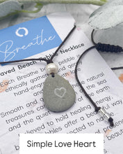 Load image into Gallery viewer, Hand Engraved Beach Pebble Necklace – Ethically Sourced Coastal Jewellery with Natural Beach Stones and Pearl for a Boho Summer Look