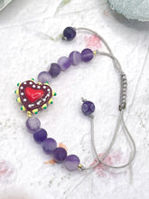 Load image into Gallery viewer, Semi Precious Stone & Glass Heart 10 Breaths Bracelet