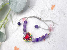Load image into Gallery viewer, Semi Precious Stone & Glass Heart 10 Breaths Bracelet