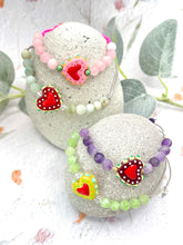 Load image into Gallery viewer, Semi Precious Stone & Glass Heart 10 Breaths Bracelet