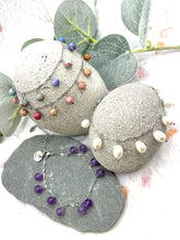 Load image into Gallery viewer, 10 Breaths Chain & Dangle Stone Bracelet, Mindfulness Jewellery for stress and anxi3ty