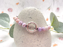 Load image into Gallery viewer, Breathe 10 Breaths Bracelet for Mindfulness, Anxiety and Stress Relief, plain or with Central silver tone circle.