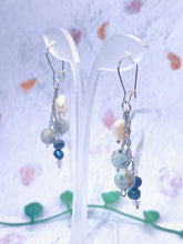 Load image into Gallery viewer, Designer Hand-made Drop Earrings with Pearls Crystal and Kiwi Jasper