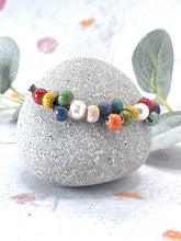 Load image into Gallery viewer, Autumnal Fall Colour, Ceramic Glazed Bead and Pearl Bracelet, Magical, Whimsical and beautifully simple
