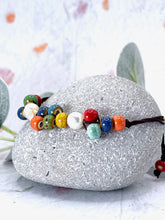 Load image into Gallery viewer, Autumnal Fall Colour, Ceramic Glazed Bead and Pearl Bracelet, Magical, Whimsical and beautifully simple