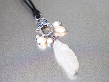 Load image into Gallery viewer, . Quartz Crystal Charm Necklace with a cluster of White Pearls birthday gift, gift for her
