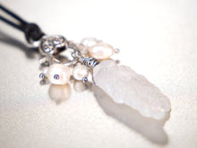 Load image into Gallery viewer, . Quartz Crystal Charm Necklace with a cluster of White Pearls birthday gift, gift for her