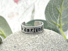 Load image into Gallery viewer, BREATHE Hand Stamped 'DARLING' Aluminium Ring