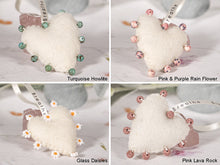 Load image into Gallery viewer, BREATHE PALM BUDDY © - Anxiety, Restful Sleep and breath counting during meditation, Felted Heart with Semi precious stones