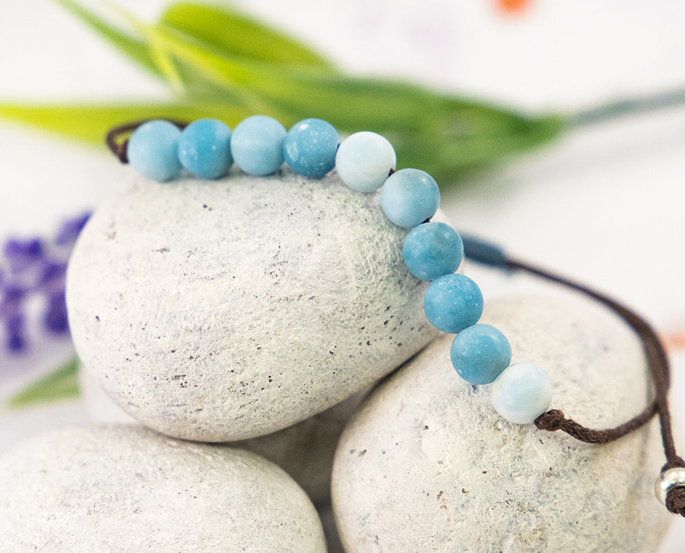 Larimar Stone Bracelet, anxiety bracelet, calming, stress relief, 10 b –  BREATHE Bracelets