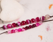 Load image into Gallery viewer, Faceted Pink Magenta Striped Agate, Semi Precious Stone Anxiety Bracelet, Calming jewellery