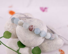 Load image into Gallery viewer, Matte Aquamarine Stone Bracelet for Calming and Anxiety, 10 Breaths Bracelet, Breathe Bracelet Gift