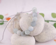 Load image into Gallery viewer, Matte Aquamarine Stone Bracelet for Calming and Anxiety, 10 Breaths Bracelet, Breathe Bracelet Gift