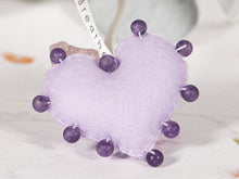 Load image into Gallery viewer, BREATHE PALM BUDDY © - Anxiety, Restful Sleep and breath counting during meditation, Felted Heart with Semi precious stones