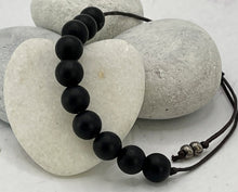 Load image into Gallery viewer, Matte Black Agate Bracelet Gift for Him or Her, 10 Breaths Bracelet, anxiety Calming Bracelet