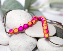 Load image into Gallery viewer, Anxiety Calming Bracelet, 10 Breaths Bracelet, Breathe Bracelet, Illusion or Magic bead bracelet in Magenta and Tangerine