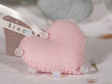 Load image into Gallery viewer, BREATHE PALM BUDDY © - Anxiety, Restful Sleep and breath counting during meditation, Felted Heart with Semi precious stones