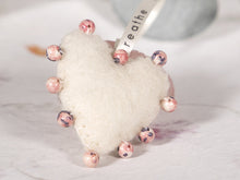 Load image into Gallery viewer, BREATHE PALM BUDDY © - Anxiety, Restful Sleep and breath counting during meditation, Felted Heart with Semi precious stones