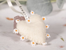 Load image into Gallery viewer, BREATHE PALM BUDDY © - Anxiety, Restful Sleep and breath counting during meditation, Felted Heart with Semi precious stones