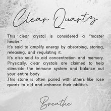 Load image into Gallery viewer, CLEAR QUARTZ, Frosted Semi Precious stone Bracelet - 10 Breaths Bracelet for counting breaths