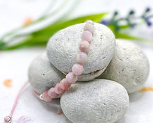 Load image into Gallery viewer, Kunzite Semi Precious Stone Bracelet - 10 little stones for breath counting, lightly faceted stone with cotton cord.