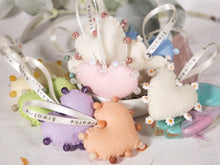 Load image into Gallery viewer, BREATHE PALM BUDDY © - Anxiety, Restful Sleep and breath counting during meditation, Felted Heart with Semi precious stones