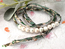 Load image into Gallery viewer, BREATHE Liberty Pearls - 10 Beautiful Pearls on a Feature Iconic Liberty Braid worn THREE ways, Bracelet, Necklace or Anklet - Great for summer or gifting
