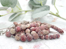 Load image into Gallery viewer, Frosted Pink and Red Rainflower stone bead 10 breaths bracelet for anxiety calming and stress relief, care gift with lotus flower charm
