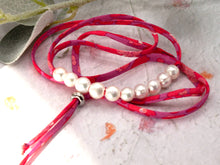 Load image into Gallery viewer, BREATHE Liberty Pearls - 10 Beautiful Pearls on a Feature Iconic Liberty Braid worn THREE ways, Bracelet, Necklace or Anklet - Great for summer or gifting
