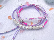 Load image into Gallery viewer, BREATHE Liberty Pearls - 10 Beautiful Pearls on a Feature Iconic Liberty Braid worn THREE ways, Bracelet, Necklace or Anklet - Great for summer or gifting
