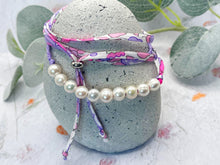 Load image into Gallery viewer, BREATHE Liberty Pearls - 10 Beautiful Pearls on a Feature Iconic Liberty Braid worn THREE ways, Bracelet, Necklace or Anklet - Great for summer or gifting
