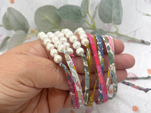 Load image into Gallery viewer, BREATHE Liberty Pearls - 10 Beautiful Pearls on a Feature Iconic Liberty Braid worn THREE ways, Bracelet, Necklace or Anklet - Great for summer or gifting

