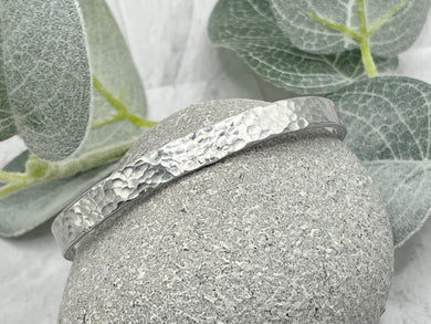 Textured Aluminium Cuff Bracelet, 10 Year Anniversary Gift, Personalised Aluminium Bracelet, Hand Stamped Adjustable Bracelet.