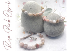 Load image into Gallery viewer, Rose Pink Opal Stone Bracelet Gift for Her 10 Breaths, Breathe Bracelet Letter Box Care Pack in beautiful tones of pinks with special touches
