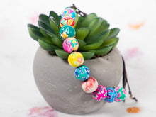 Load image into Gallery viewer, Bright Floral Polymer Bracelet, Happy Bracelet, 10 Breaths Anxiety Calming Bracelet

