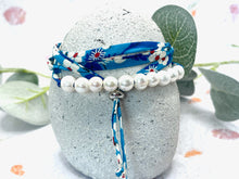 Load image into Gallery viewer, BREATHE Liberty Pearls - 10 Beautiful Pearls on a Feature Iconic Liberty Braid worn THREE ways, Bracelet, Necklace or Anklet - Great for summer or gifting
