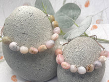 Load image into Gallery viewer, Rose Pink Opal Stone Bracelet Gift for Her 10 Breaths, Breathe Bracelet Letter Box Care Pack in beautiful tones of pinks with special touches
